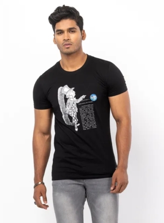 25 - Black Printed Slim Fit T-Shirt