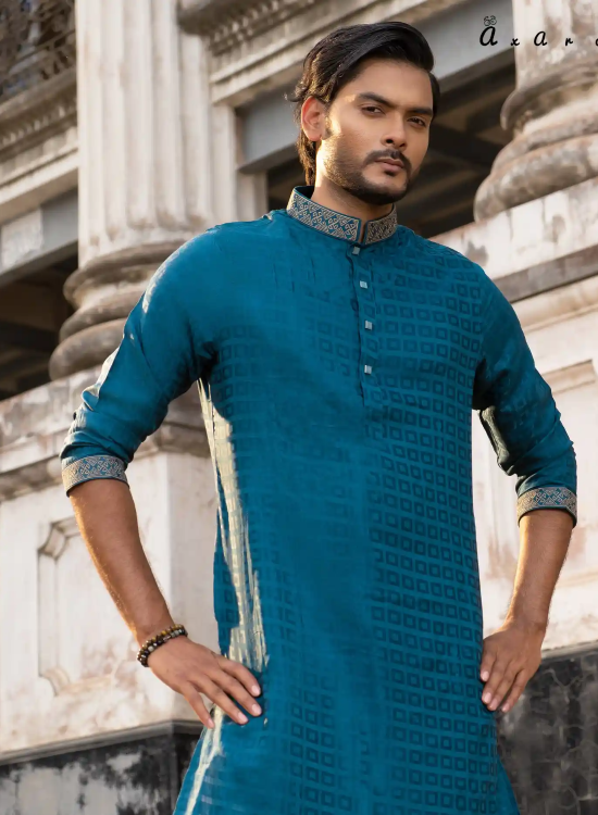 Elegant Petrol Blue Panjabi