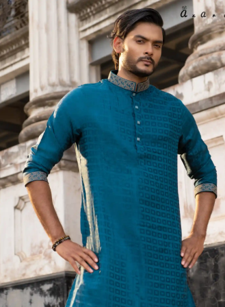 50 - Elegant Petrol Blue Panjabi