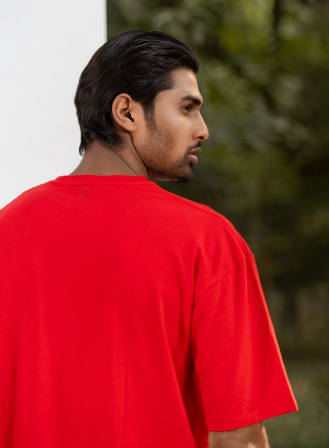 51 - Solid Red Drop shoulder