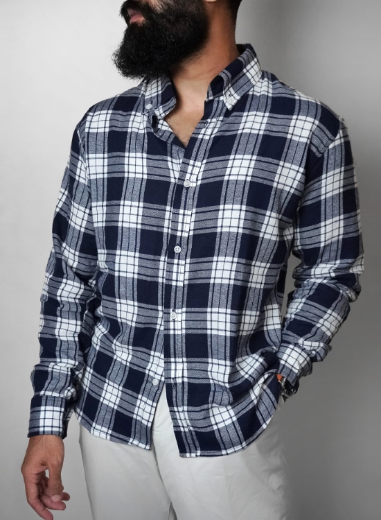 Plaid Button Down In Navy