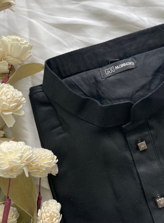 78 - Men's Solid Black Panjabi