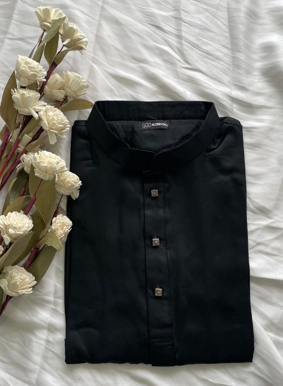 78 - Men's Solid Black Panjabi