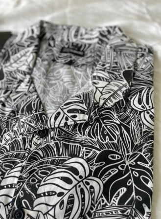79 - Leaf Print Cuban Collar Shirt