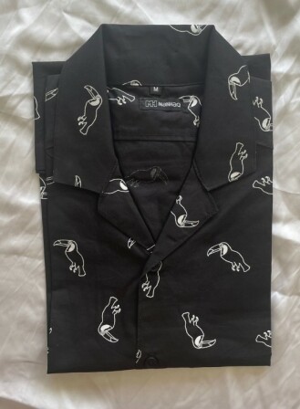 80 - Bird Print Cuban Collar Shirt