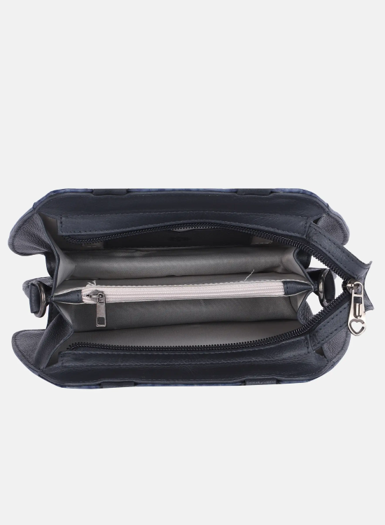 158 - Blue Embossed Genuine Leather Bag
