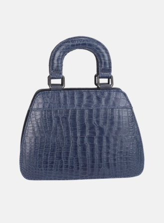 158 - Blue Embossed Genuine Leather Bag