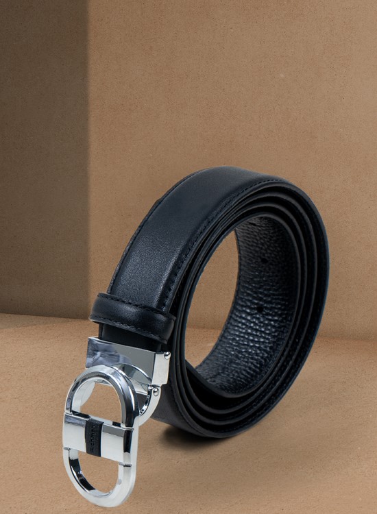 172 - Premium Black Leather Belt by RICHMAN