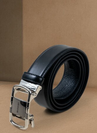 172 - Premium Black Leather Belt by RICHMAN