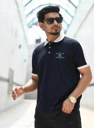 203 - Black & White Polo