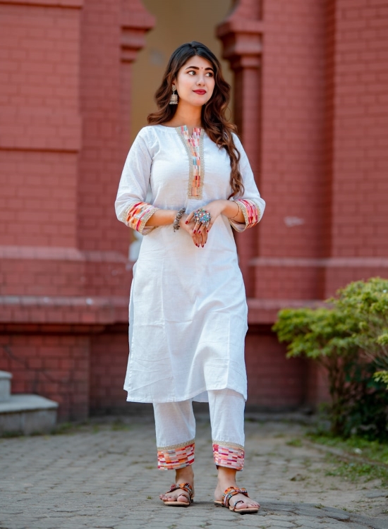 Multi White Kurti