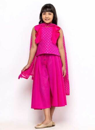 220 - Magenta Printed and Embroidered Linen Shalwar Kameez